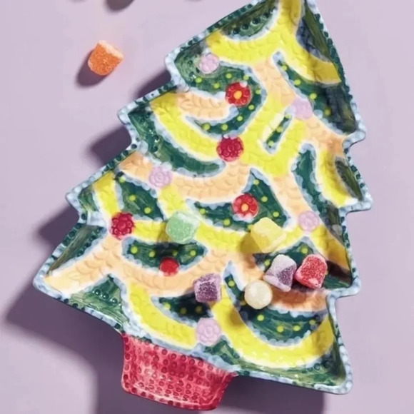 NWT Set of 4 Nathalie Lete  Christmas Tree Dessert Plates - Picture 3 of 3